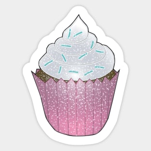 Glitter Cupcake Sticker